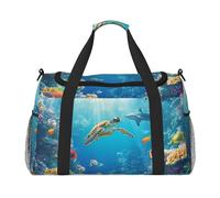 The Underwater World of Coral Reefs, Sharks and Parrot Fish Waterproof Weekender Bags Duffel Bag Large Carry On Hand Luggage Bags Foldable Tote Bag for Travel Sports Gym Dance