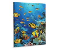 The Underwater World Tropical Fish Canvas Wall Art 15.7x11.8inch Wall Painting Modern Prints Artwork Posters Frame-Style for Living Room Bedroom Kitchen Home Decor
