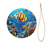 The Underwater World Tropical Fish Christmas Ceramic Circular Pendant Is An Excellent Addition To Your Holiday Decoration