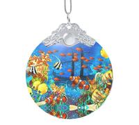 The Underwater World Tropical Fish Christmas Tree Ornament Glass Round Christmas Hanging Ornament Holidays Pendant Home Decoration