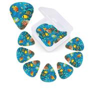 The Underwater World Tropical Fish Guitar Picks 12 Pack 3 Different Thickness Celluloid Guitar Plectrums with Guitar Pick Storage Box Personalized Guitar Pick for Acoustic Guitar Picks