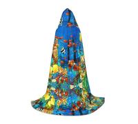 The Underwater World Tropical Fish Hooded Cape For Teenagers, Unisex Cloak Robe Hooded Halloween Costume Satin Witches Vampire Cloak Fancy Dress Up Children