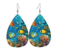 The Underwater World Tropical Fish Leather Earrings Dangle Drop Earring Lightweight Teardrop Earrings Vintage Bohemian Earring for Women Christmas Birthday Gift Fashion Jewelry