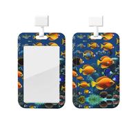 The Underwater World Tropical Fish Print Badge Holder with Breakaway Lanyard,Work Name Tag Breakaway Lanyard Id Card Protector Case