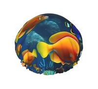 The Underwater World Tropical Fish Print Soft Shower Cap for Women Men Reusable hat Lightweight hat and Bath Hair Cap