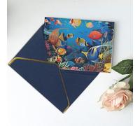 The Underwater World Tropical Fish Printed Blank Greeting Card-Christmas Card,Thank You Cards,Party Invitation Card Festival Greeting Cards & All Occasion Blue