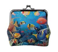 The Underwater World Tropical Fish Printed Coin Purse Pouch-Mini Coin Wallet,Change Purse,Leather Coin Pouch Holder For Woman Girls, Black, One Size, Modern,european Style, Retro