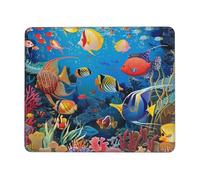 The Underwater World Tropical Fish Printed Gaming Mouse Pad 12x10 Inches, Non-Slip Rubber Base Laptop Mousepad Desk Mat with Stitched Edges for Gamer, Office, Home