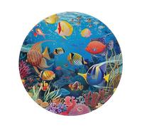 The Underwater World Tropical Fish Printed Gaming Mouse Pad 4 PCS, Round Non-Slip Rubber Base Laptop Mousepad Desk Mat for Gamer, Office, Home
