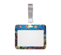 The Underwater World Tropical Fish Printed ID Badge Holder with Lanyard, Clear Plastic Badge Holder for Work, School, Hospital, Security - Water Resistant & Dirt Proof