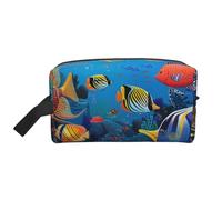 The Underwater World Tropical Fish Printed Makeup Bag Travel Portable Cosmetic Bag Large Capacity Makeup Case Toiletry Handbag Organiser for Women