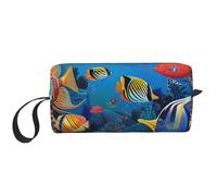 The Underwater World Tropical Fish Printed Travel Makeup Bag Portable Cosmetic Bag Makeup Case Toiletry Handbag Organiser for Women