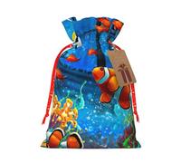 The Underwater World Tropical Fish Printing Drawstring Christmas Bag With Kraft Tag 4.7x6.9 Inch For Halloween Wrapping Gifts