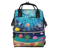 The Underwater World Tropical Fish Prints Changing Bag Backpack Baby Diaper Bags for Mom Dad, Waterproof Nappy Rucksack Multifunctional Travel Bag