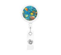 The Underwater World Tropical Fish Retractable Badge Reel Heavy Duty Badge Holder with Belt Clip Retractable Lanyards ID Card Holder with Keychain Name Badge Clips for Office Nurse Employee