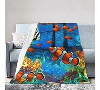 The Underwater World Tropical Fish Soft Micro Flannel Blanket Throw, Warm Cozy Lightweight Decorative Blanket for Sofa Couch Bed, Printed Blanket Gifts for Kids Girls Boys Women Men