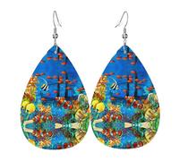 The Underwater World Tropical Fish Trendy Leather Teardrop Earring Lightweight Bohemian Earrings Set Jewelry Gift For Women Girl