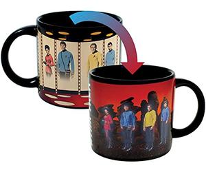 The Unemployed Philosophers Guild Star Trek Transporter Heat Transforming Color Changing Reveal Mug - Add Coffee and Kirk, Spock, McCoy, and Uhura Beam onto the Planet - Comes in a Fun Box,14 oz