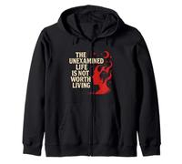 The Unexamined Life Thoughtful Quote Design Zip Hoodie
