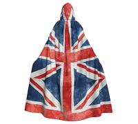 The Union Flag Pattern Printing 57.8 Inches Length Hooded Cloak, Adult Halloween Wizard Robe, Large Hood,Perfect For Cosplay
