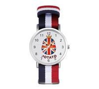The Union Jack Flag and Potato Braided Strap Wrist Watches | Minimalist Three-Hand Wristwatch Quartz Watch for Men Women Gift