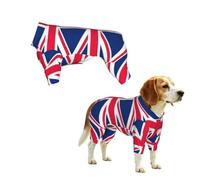 The Union Jack Pet One-Piece T-Shirt, Black Full Printed 95% Polyester 5% Spandex Dog Shedding Proof Pullover Onesie, Breathable Stretchy Pet Shirt For Indoor Outdoor Walking Party Holiday