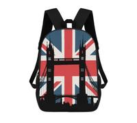 The Union Jack & Tower Bridge Classic 17Inch Backpack Travel Daypack Laptop with Side Pockets for Men Women