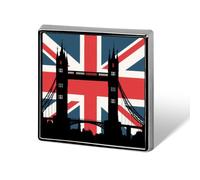 The Union Jack & Tower Bridge Square Metal Brooches 1 Inch Memorial Badges Exquisite Decorations Pins for Clothing