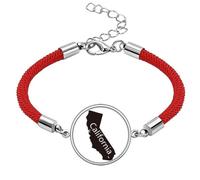 The United States California Map Outline Lucky Red String Bracelet Rope Bracelet Handmade