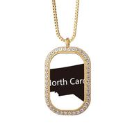 The United States North Map Outline Necklace Pendant Diamond Crystal Golden Jewelry