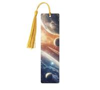 The Universe and The Solar System Unique Double-Sided Artwork Printed Wooden Bookmarks, Artistic Book Accessories Birthday Presents for Men Women Presents for Book Lovers