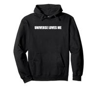 The universe loves me Pullover Hoodie, Adult Unisex, Black, XL