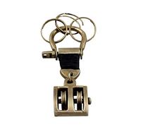 THE Unltd India Antique Nautical Pulley Keychain - Handmade Marine Style Brass Key Holder with Quick Release Clip, Vintage Sailor Boating Car & Bike Key Organizer Gift (10.6 x 2.5 cm)