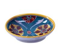 THE Unltd India Blue Pottery Ceramic Soap Dish - Hand-Painted Bathroom Accessory with Drain Holes, Artisan Crafted, Traditional Indian Floral Design (Light Teal)