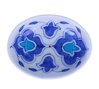 THE Unltd India Blue Pottery Ceramic Soap Dish - Hand-Painted Bathroom Accessory with Drain Holes, Artisan Crafted, Traditional Indian Floral Design (Blue)
