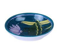 THE Unltd India Blue Pottery Ceramic Soap Dish - Hand-Painted Bathroom Accessory with Drain Holes, Artisan Crafted, Traditional Indian Floral Design (Teal Blue)