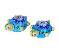 THE Unltd India Blue Pottery Paperweight Set - Hand-Painted Tortoise Figurines in Ceramic, Decorative Desk Accessories, Traditional Art for Office, Study or Gift (Pack of 2)