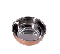 THE Unltd India Copper and Stainless Steel Tableware Serving Bowl, Indian Traditional Handi for Table Decor, Durable Hammered Serving Bowl for Curry Serving, Rice, Main Course (Dia-9 CM)
