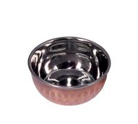 THE Unltd India Copper and Stainless Steel Tableware Serving Bowl, Indian Traditional Handi for Table Decor, Durable Hammered Serving Bowl for Curry Serving, Rice, Main Course (9 Cm)
