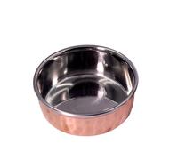 THE Unltd India Copper and Stainless Steel Tableware Serving Bowl, Indian Traditional Handi for Table Decor, Durable Hammered Serving Bowl for Curry Serving, Rice, Main Course (Dia-8 CM)