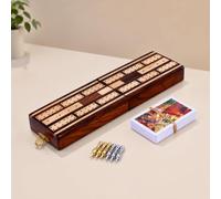 THE Unltd India Cribbage Board Game - Retro 3-Track Table Game for 2 Players, Includes 6 Metal Pegs & 1 Playing Card, Handmade Solid Wooden Classic Crib Game Set