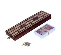 THE Unltd India Cribbage Board Game with Storage - Retro 3-Track Table Game for 2 Players, Includes 6 Metal Pegs & 1 Playing Card, Handmade Solid Wooden Classic Crib Game Set