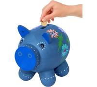 THE Unltd India Cute Handmade Wooden Piggy Bank for Boys and Girls, Hand-Painted Money Bank for kids, Fun Gifts for Birthday, Thanksgiving, Baby Shower and Christmas (Grey, 5"x4" Inch)