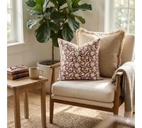 THE Unltd India Dark Brown Indian Cushion Cover | 45x45 cm (18x18 Inch) Square Throw Pillow Case | Hand Block Printed Duck Canvas | Handmade Summer Decor for Sofa & Bed- 1 Piece