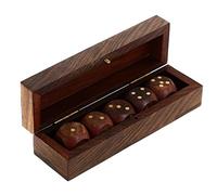 THE Unltd India Dice Box, Handmade Wooden Dice with Vintage Storage Box, Rectangular Decorative Brass Inlay Collectible Birthday Ideas Men Women Teens (Brown-1)