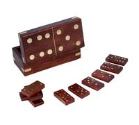 THE Unltd India Dominoes Set for Adults, Double 6 Domino Set | Traditional Travel Size Classic Board Game | 28 Dominos Pieces with Luxury Wood Box with Brass Inlay (Dark Brown)