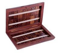 THE Unltd India Dominoes Set for Adults, Double 6 Domino Set | Traditional Travel Size Classic Board Game | 28 Dominos Pieces with Luxury Wood Box with Brass Inlay (Brown-14)