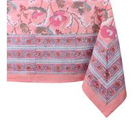 THE Unltd India Dusty Pink 100% Cotton Rectangle Tablecloth, Block Print Floral Table Cloth for Dining Table, Parties, Wedding, Outdoors I Grand Buffet Decor 60 X 90 Inches 8 Seater