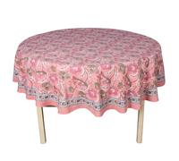 THE Unltd India Dusty Rose Pink 100% Cotton Round Tablecloth, 72" inch Block Print Table Cloth for Dining, Weddings, Outdoors, Christmas Party, Grand Millennial Home