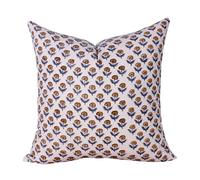 THE Unltd India Floral Decorative Cushion Covers, 50x50 CM Duck Canvas Block Printed Square Cushion case for Sofa and bed, Vintage Pillow for Spring Decor (Mustard)